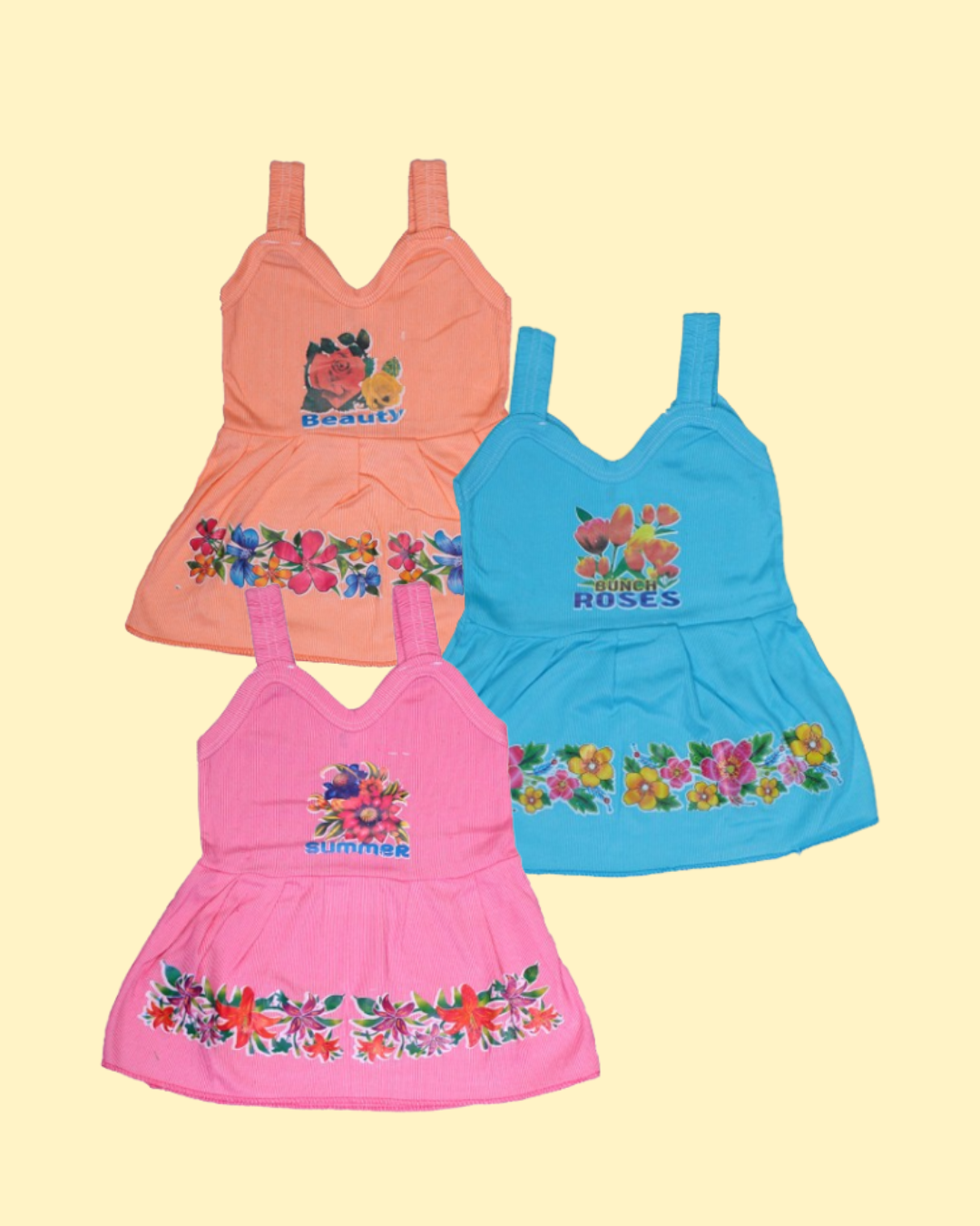 Baby Girl Cotton Frocks | Sleeveless | Floral Printed