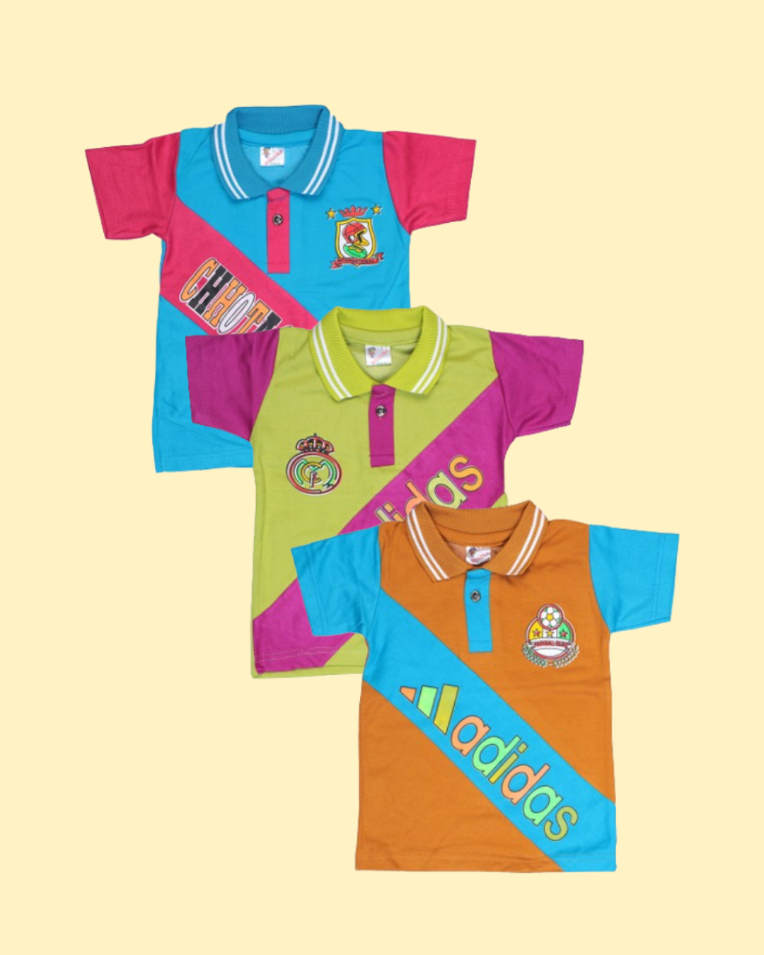Boys Sporty Cotton Polo T-Shirts | Pack of 5 | Bold Panel Design