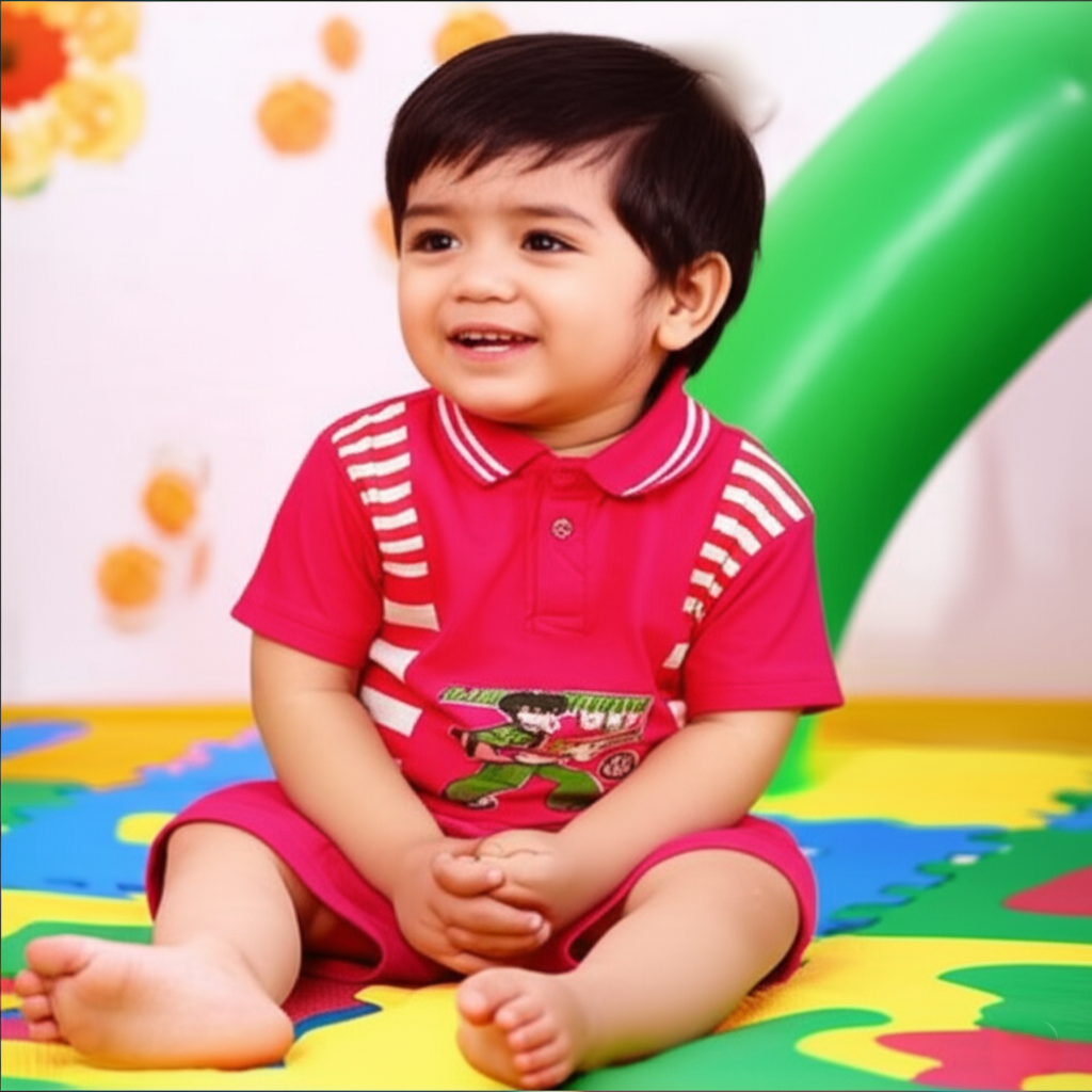 Baby Boys Striped Polo T-Shirts | Pack of 5 | Cartoon Printed Cotton Combo