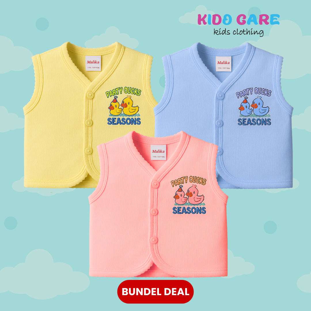 Sleeveless Cotton Baby Vests | Front-Open | Cartoon Print