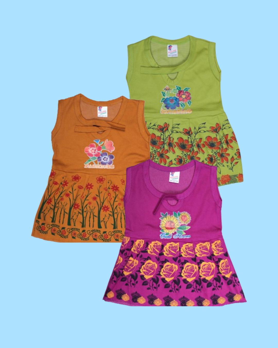 Baby Girl Frock Style Cotton Vests | Pack of 5 | Floral Printed Combo