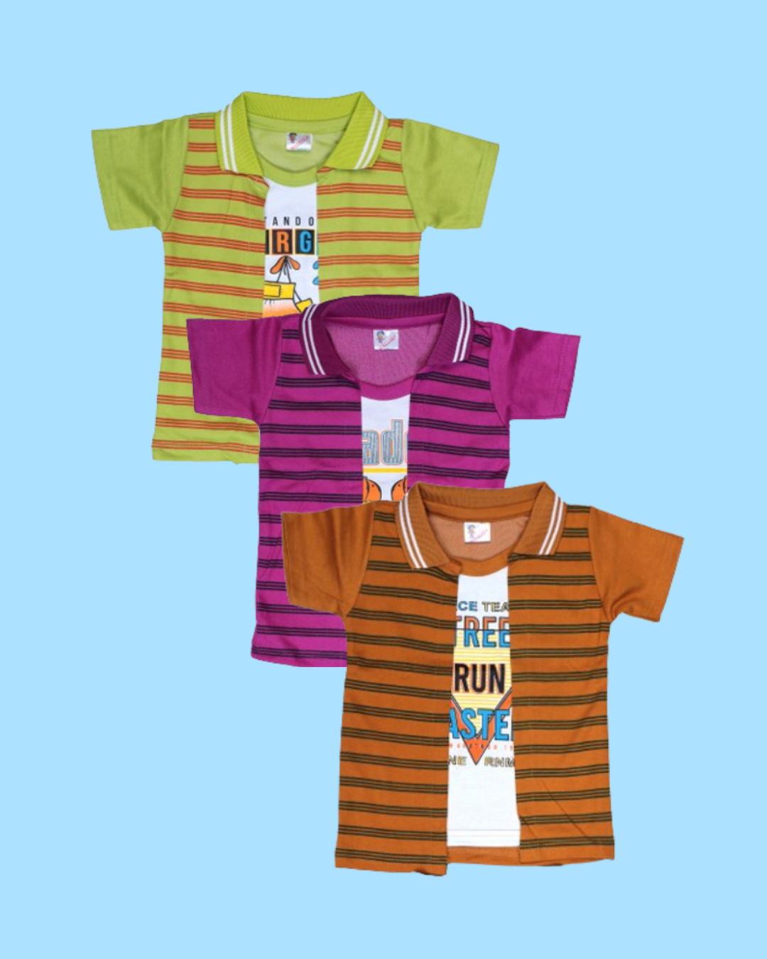 Baby Boys Striped T-Shirt with Open Jacket Style | Pack of 5 | Casual Cotton Set
