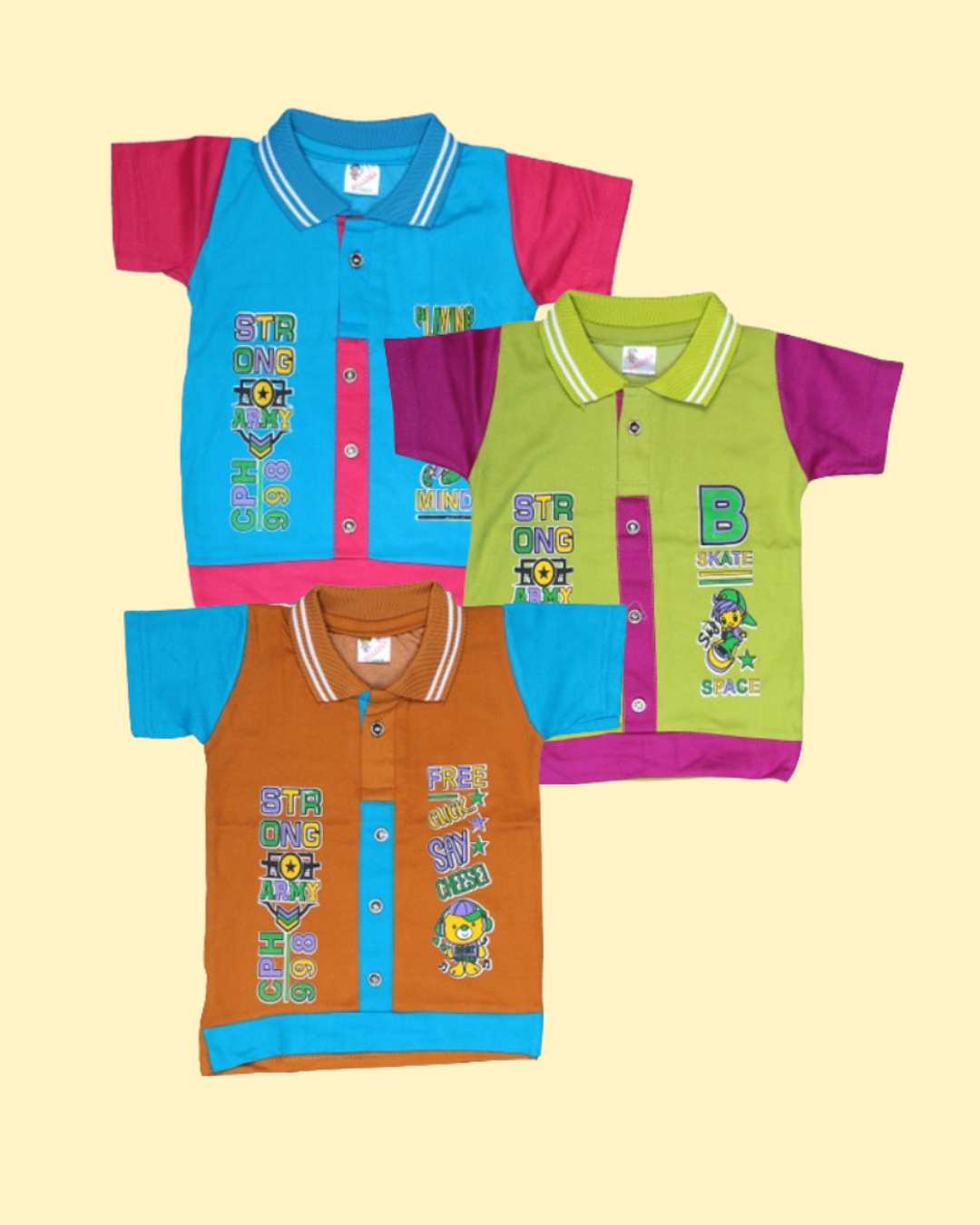 Baby Boys Printed Button Collar Shirts | Pack of 5 | Cotton Casual Wear