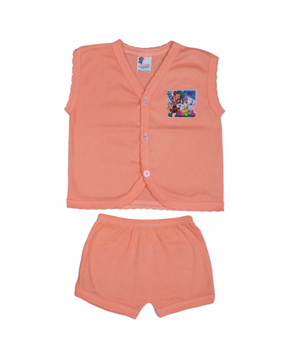 Sleeveless Cotton Baby Vests | Front-Open | Cartoon Print