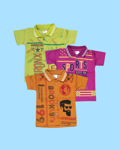 Baby Boys Graphic Printed Polo T-Shirts |Trendy Casual Cotton Wear