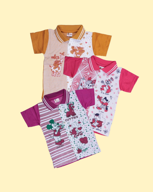 Baby Boys & Girls Cartoon Printed Polo T-Shirts | Pack of 5 | Soft Cotton Combo