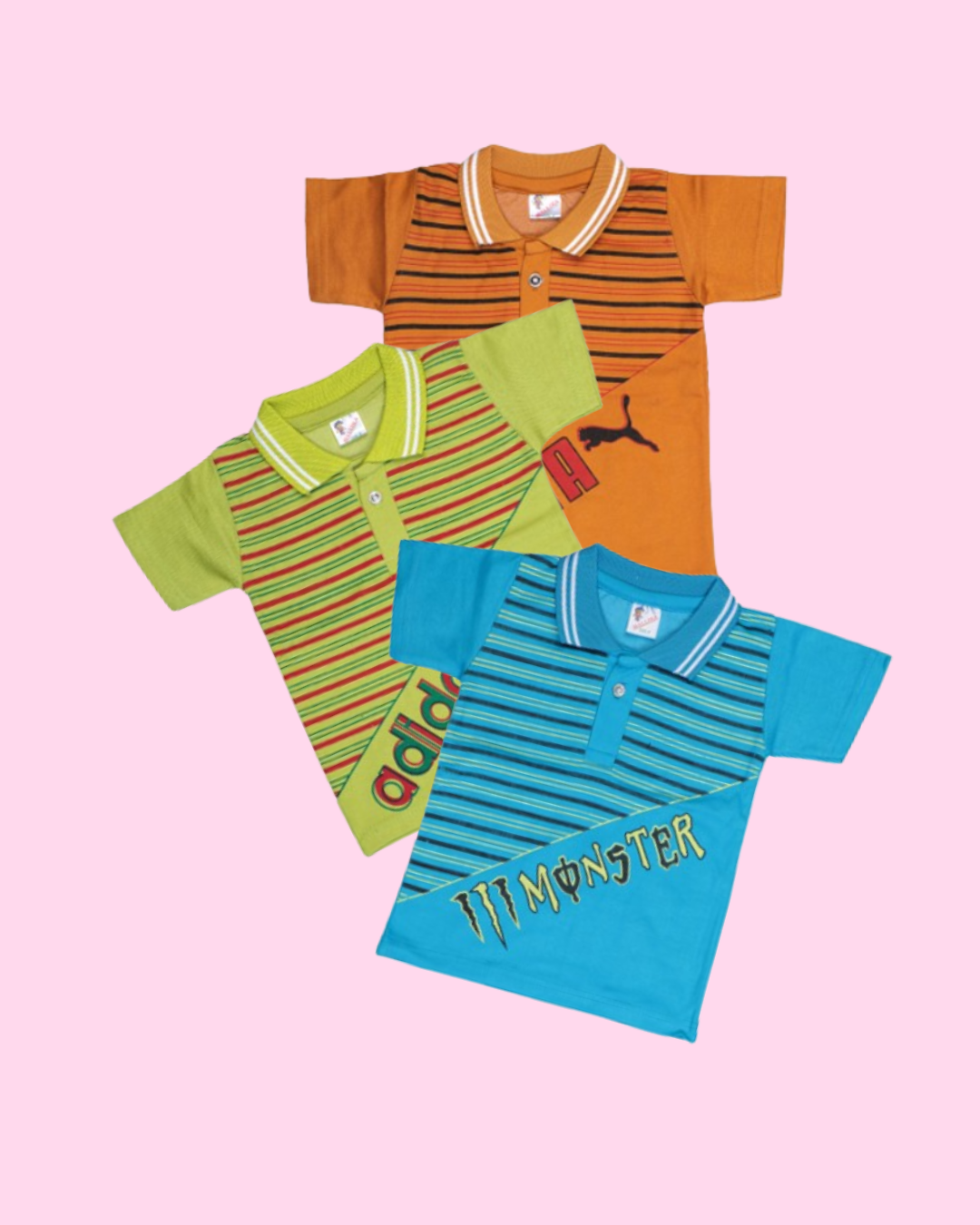Boys Cotton Polo T-Shirts | Pack of 5 | Striped Casual Wear