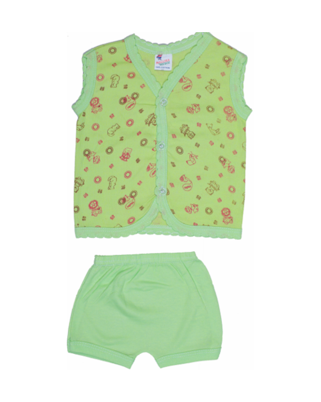 Cotton Baby Vests | Sleeveless | Front-Open | All-Over Print