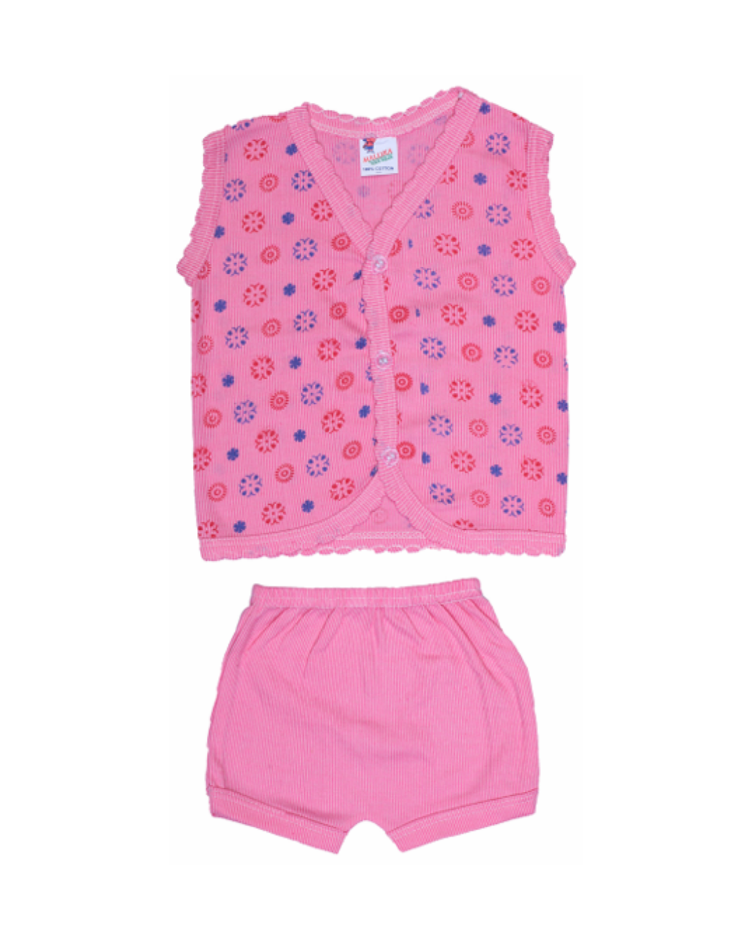 Cotton Baby Vests | Sleeveless | Front-Open | All-Over Print
