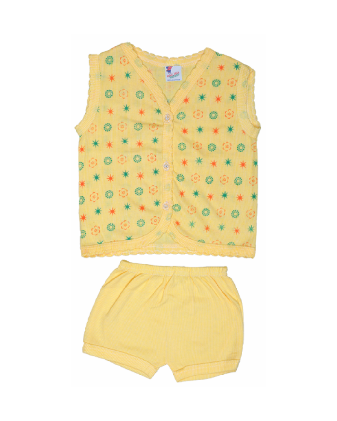 Cotton Baby Vests | Sleeveless | Front-Open | All-Over Print