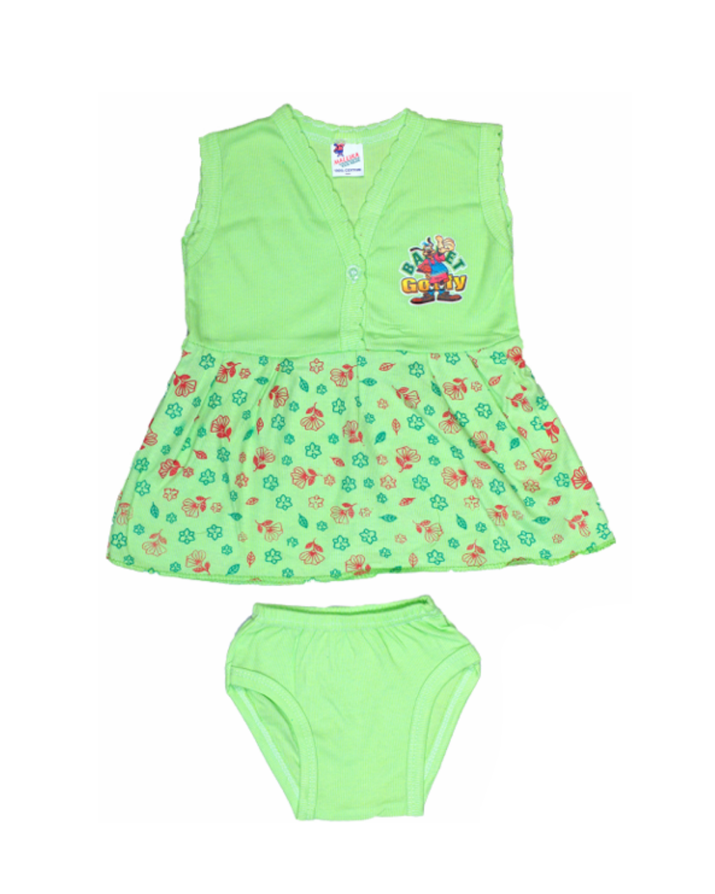 Baby Girl Cotton Frock Tops | Sleeveless | Front-Open | Printed