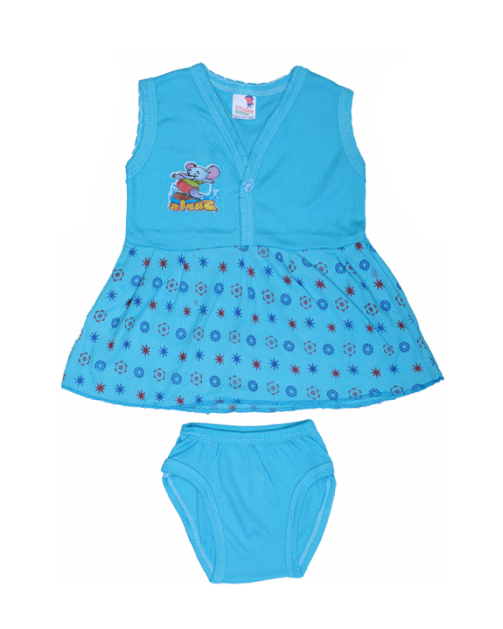 Baby Girl Cotton Frock Tops | Sleeveless | Front-Open | Printed
