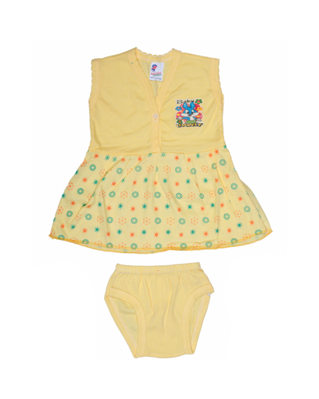 Baby Girl Cotton Frock Tops | Sleeveless | Front-Open | Printed