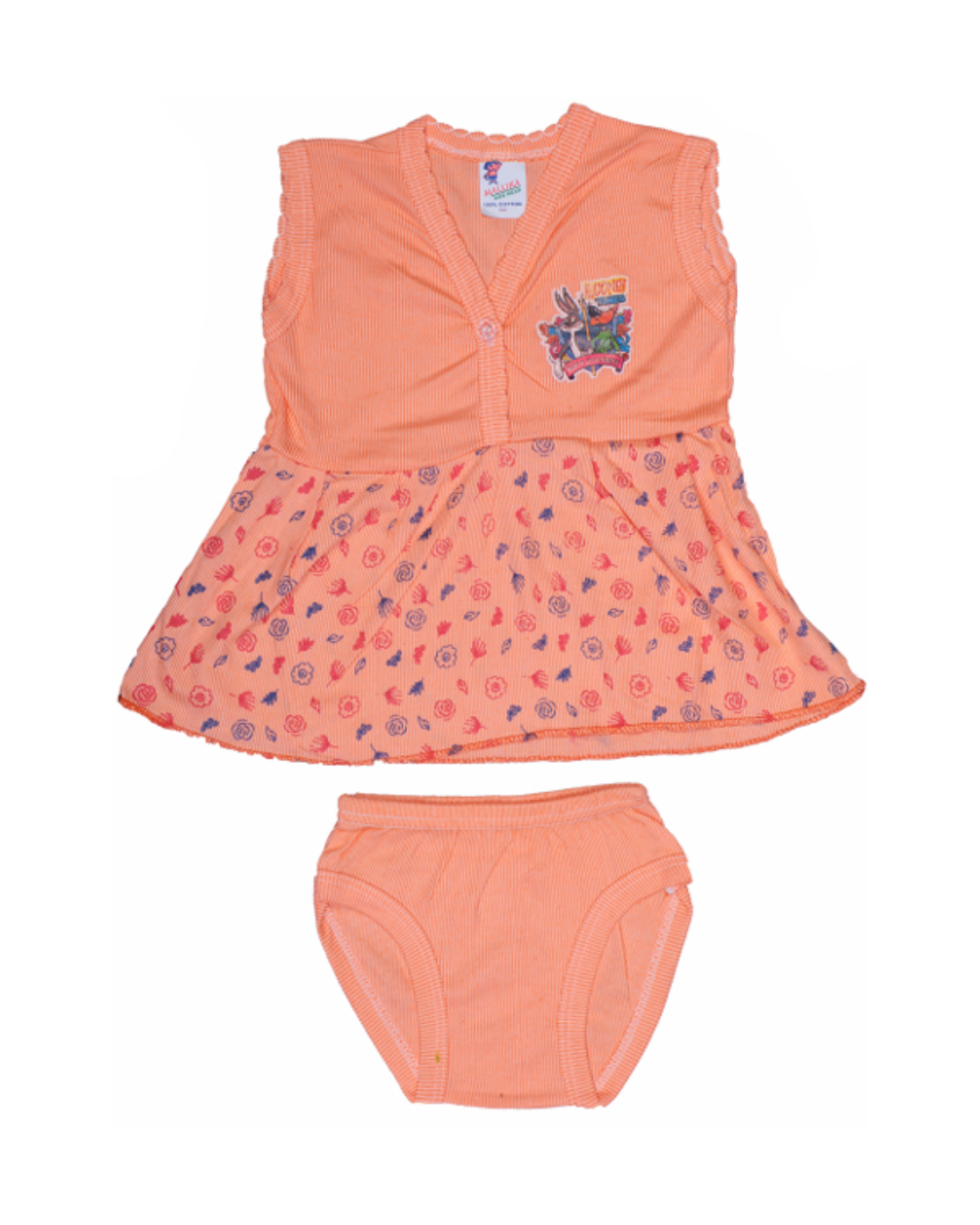 Baby Girl Cotton Frock Tops | Sleeveless | Front-Open | Printed