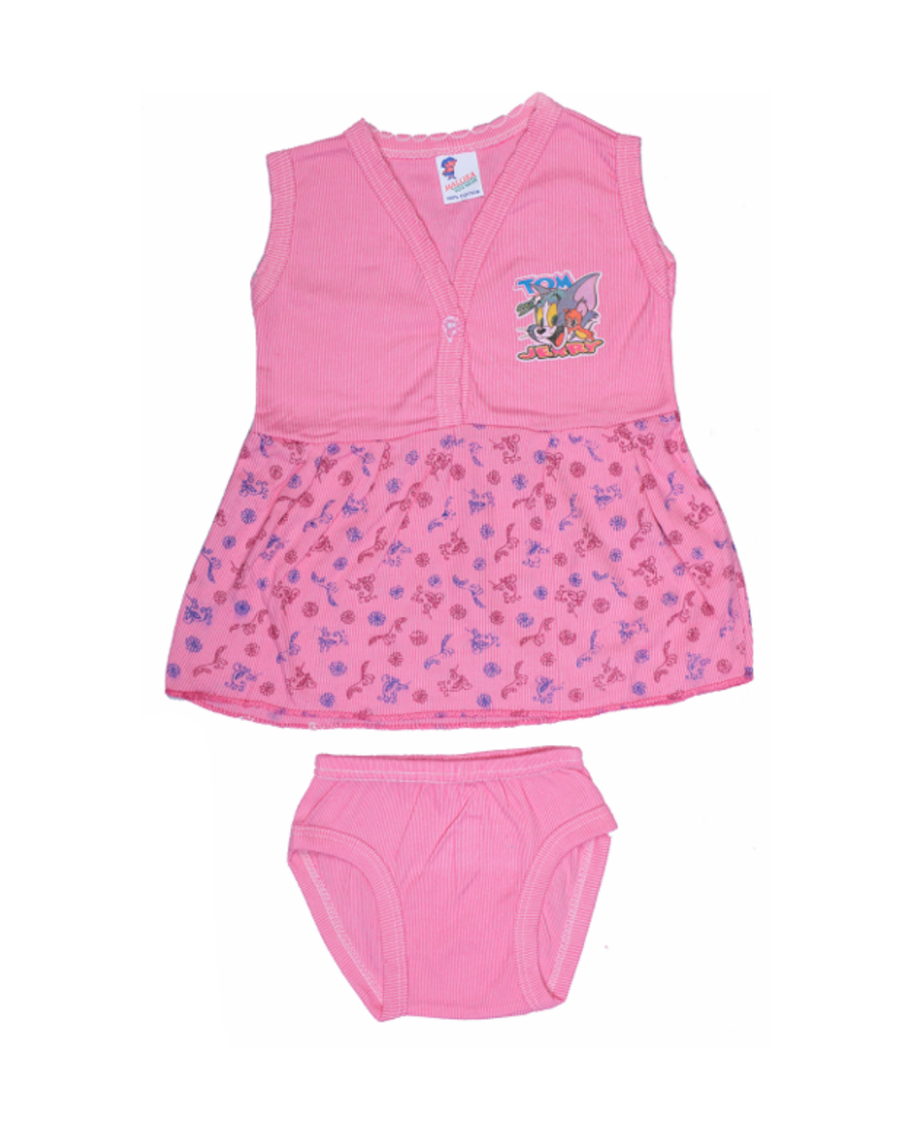 Baby Girl Cotton Frock Tops | Sleeveless | Front-Open | Printed