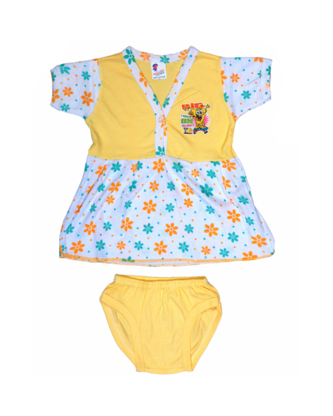 Baby Girl Cotton Frocks | Half-Sleeve | Front-Open | Printed