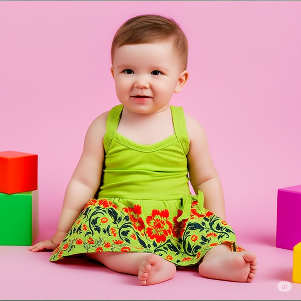 Baby Girl Frock Style Cotton Vests | Pack of 5 | Floral Printed