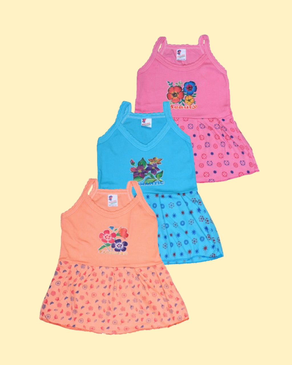 Baby Girl Cotton Frock Tops | Sleeveless | Printed & Flared