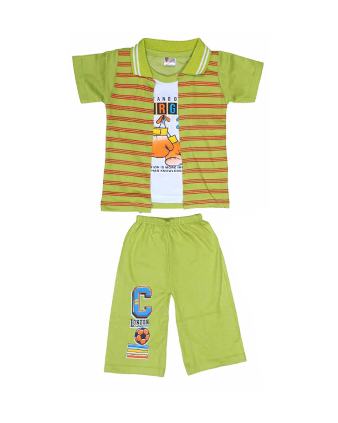 Baby Boys Striped T-Shirt with Open Jacket Style | Pack of 5 | Casual Cotton Set