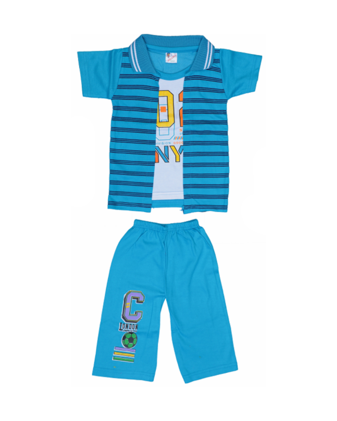 Baby Boys Striped T-Shirt with Open Jacket Style | Pack of 5 | Casual Cotton Set