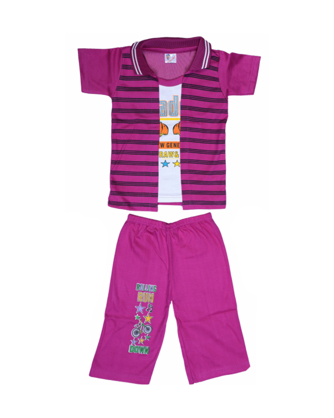 Baby Boys Striped T-Shirt with Open Jacket Style | Pack of 5 | Casual Cotton Set
