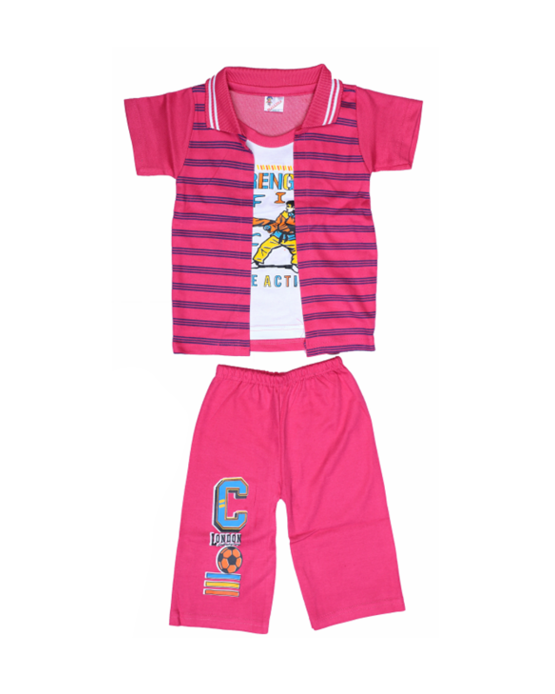 Baby Boys Striped T-Shirt with Open Jacket Style | Pack of 5 | Casual Cotton Set